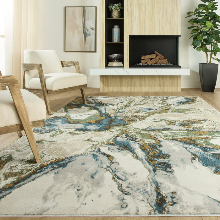 Zaria Blue Gray Marbled - T2065 - 10' x 13'