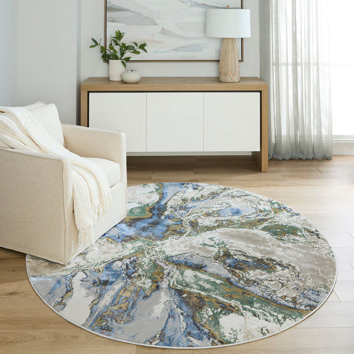 Zaria Blue Gray Marbled - T2065 - 8' Round