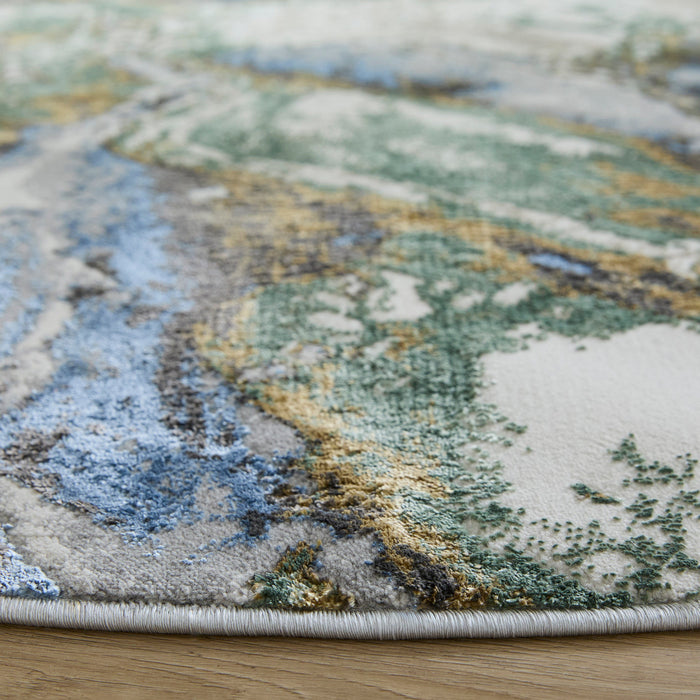 Zaria Blue Gray Marbled - T2065 - 7' Round