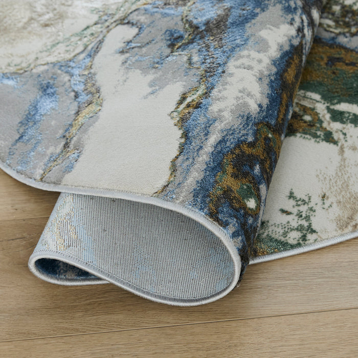 Zaria Blue Gray Marbled - T2065 - 8' Round