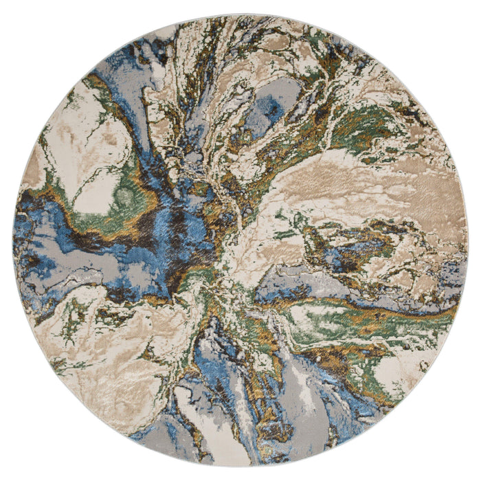 Zaria Blue Gray Marbled - T2065 - 7' Round