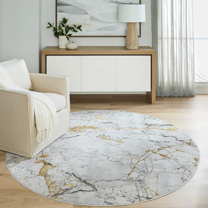 Zaria Beige Gray Marble Striations - T2067 - 7' Round