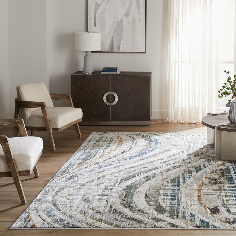 Zaria Gray Blue Waves - T2072 - 5' x 8'