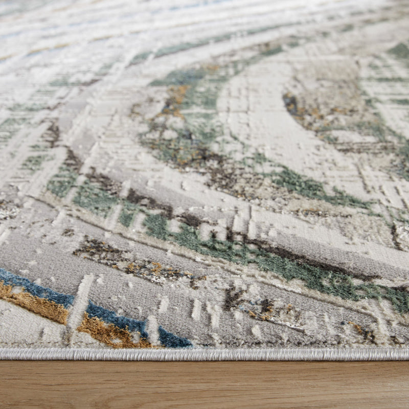 Zaria Gray Blue Waves - T2072 - 5' x 8'