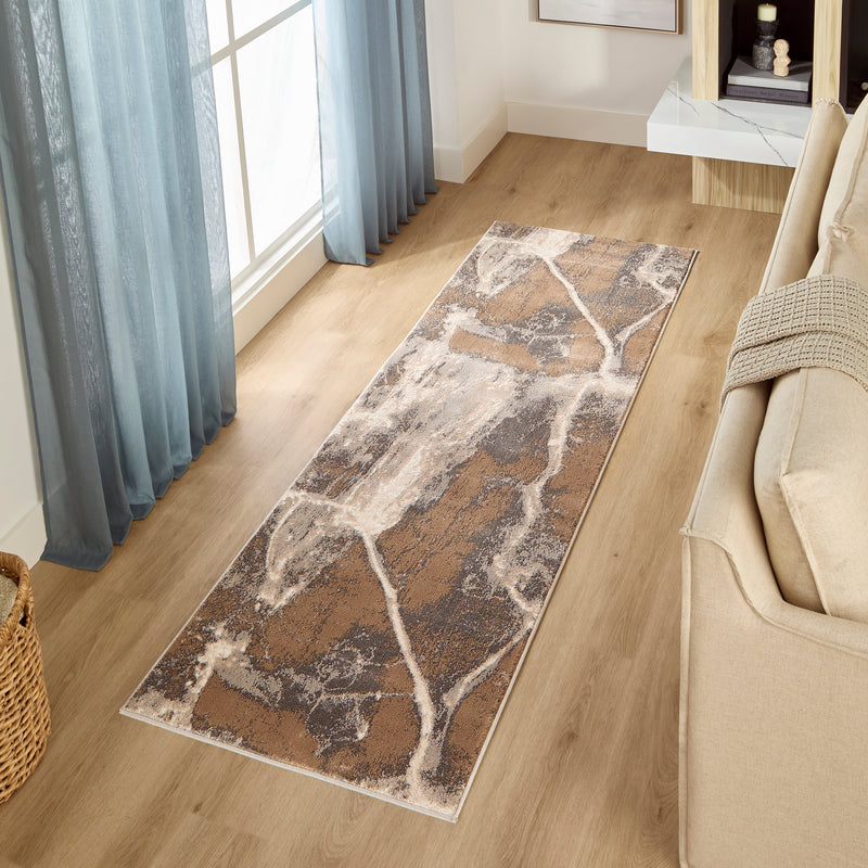 Besni Brown Marble Striations - T4004 - 3' x 8' Runner