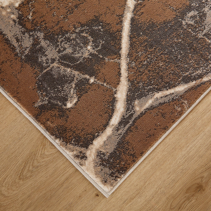 Besni Brown Marble Striations - T4004 - 3' x 8' Runner