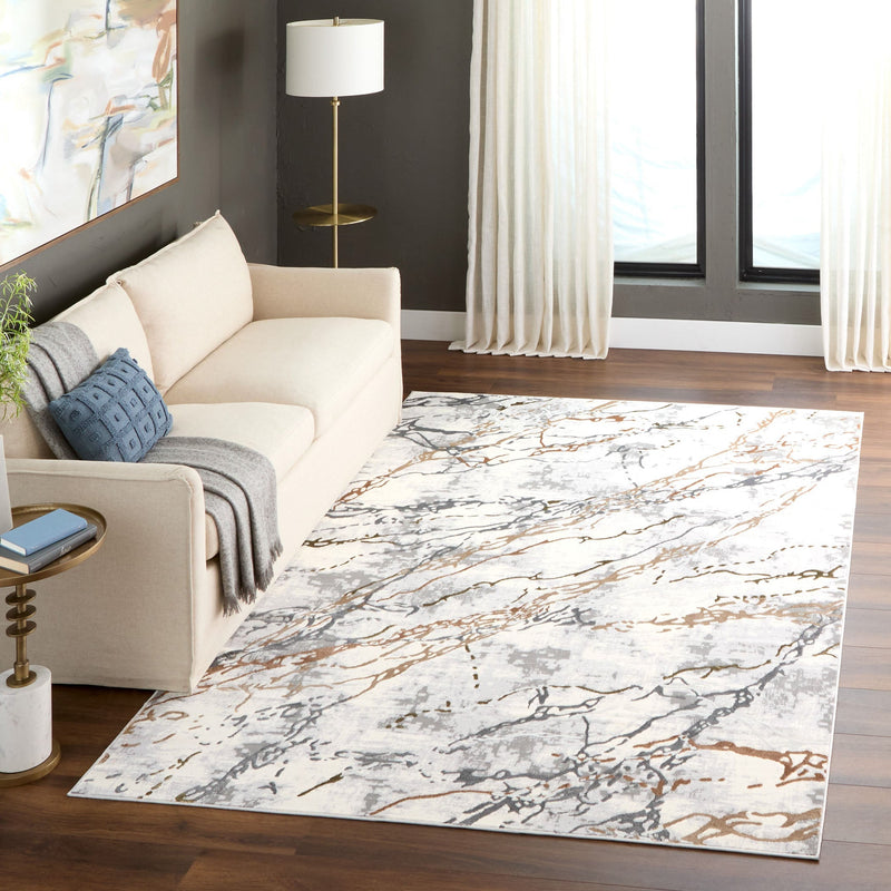 Salim Ivory Brown Marble Striations - T4024 - 5' x 8'