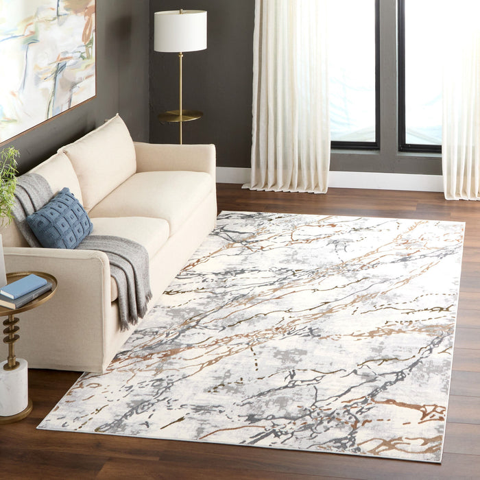Salim Ivory Brown Marble Striations - T4024 - 5' x 8'