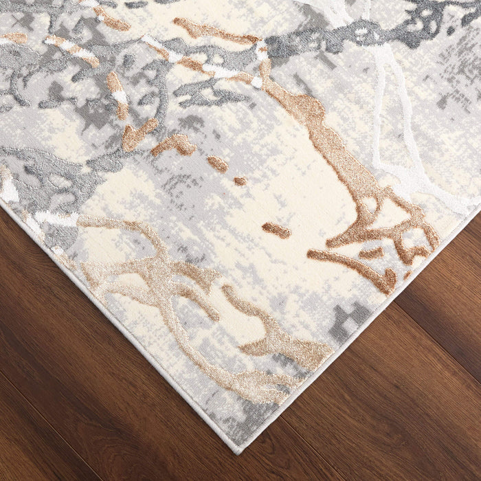 Salim Ivory Brown Marble Striations - T4024 - 5' x 8'