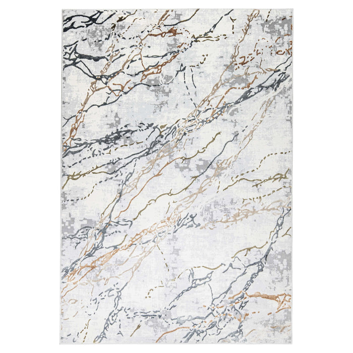 Salim Ivory Brown Marble Striations - T4024 - 7' x 9'