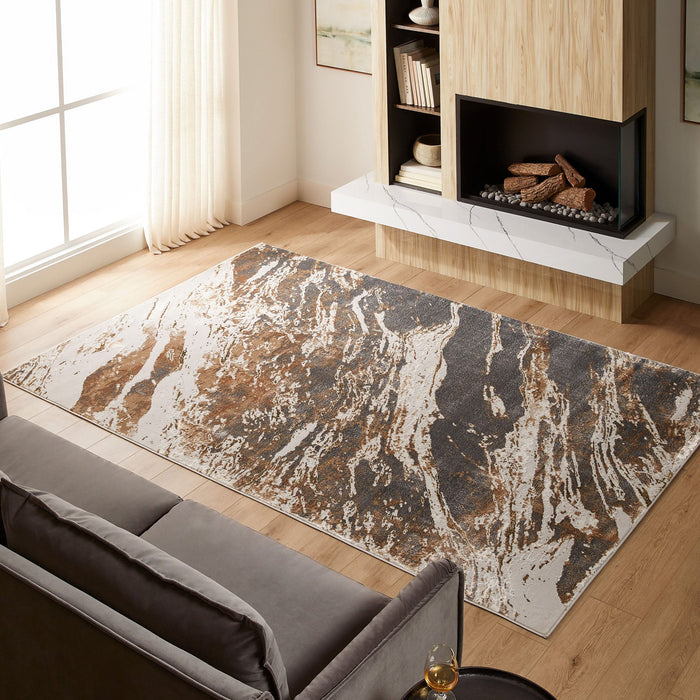 Salim Brown Gray Painterly - T4027 - 7' x 9'