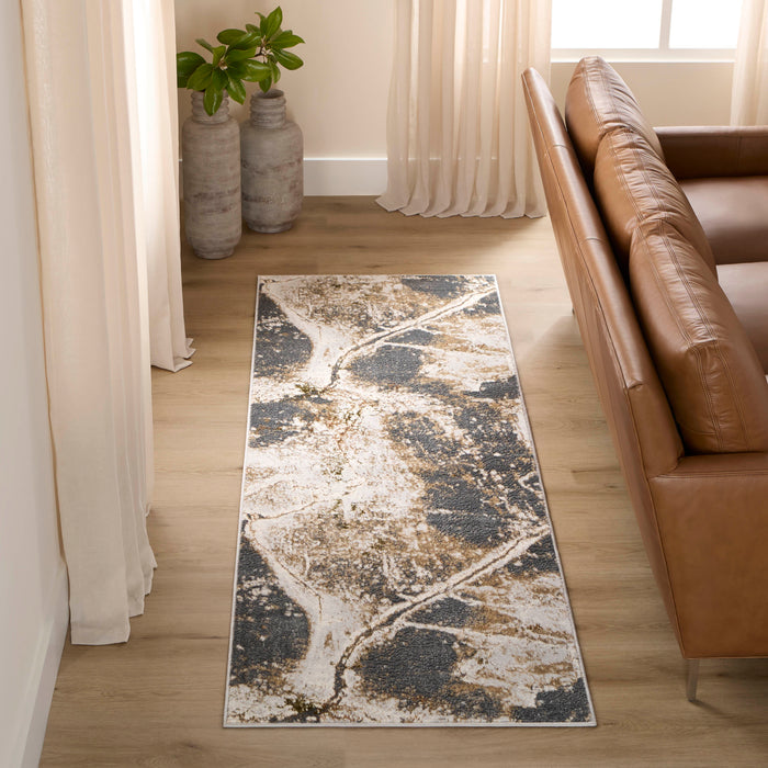 Salim Brown Gray Painterly - T4028 - 3' x 8' Runner
