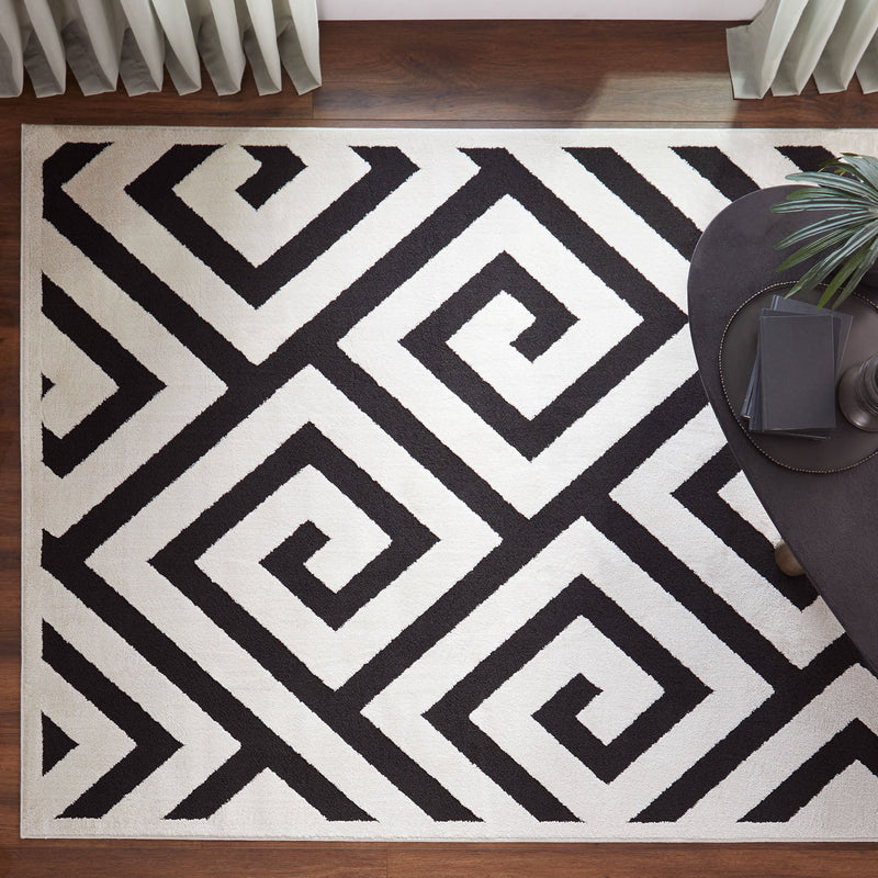 Optika Black Ivory Geometric - T9013 - 5' x 8'