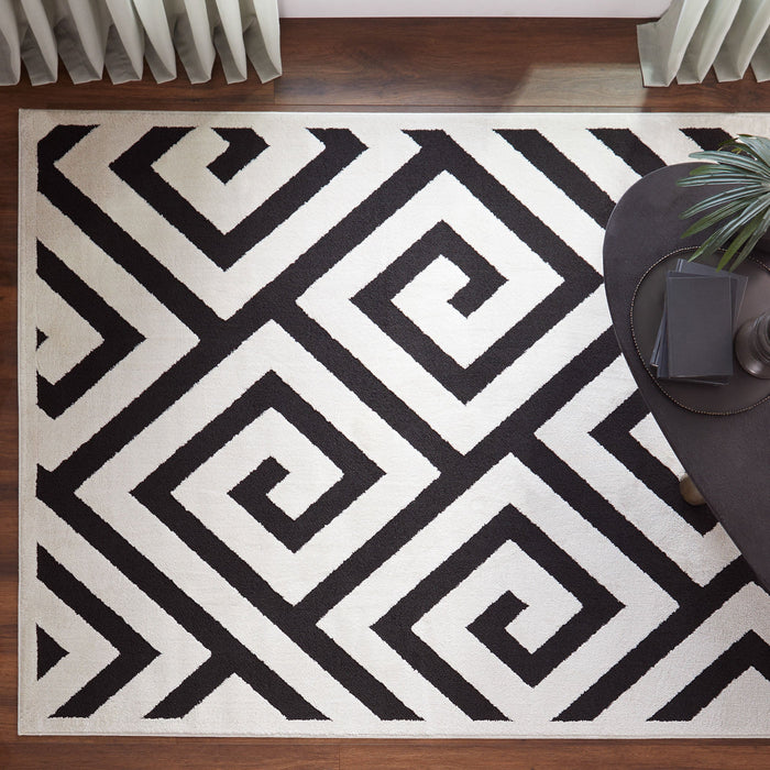 Optika Black Ivory Geometric - T9013 - 7' x 9'
