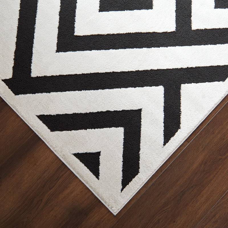 Optika Black Ivory Geometric - T9013 - 5' x 8'