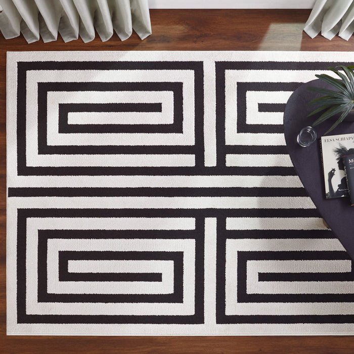 Optika Black Ivory Geometric - T9014 - 7' x 9'