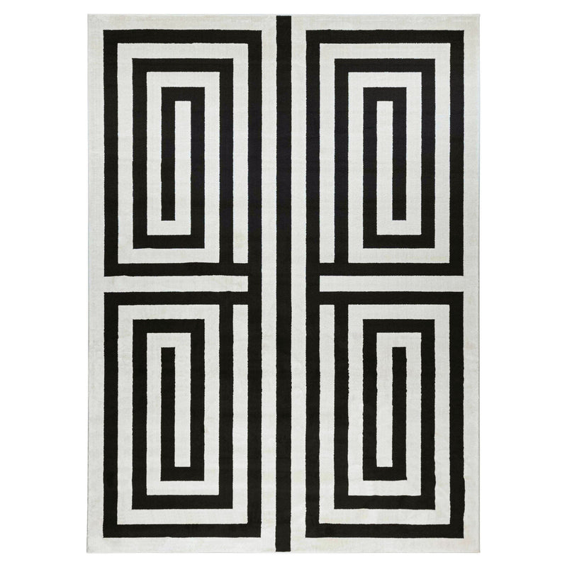 Optika Black Ivory Geometric - T9014 - 5' x 8'