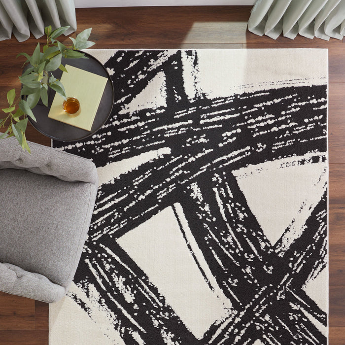 Optika Black Ivory Brush Stroke - T9015 - 8' x 11'