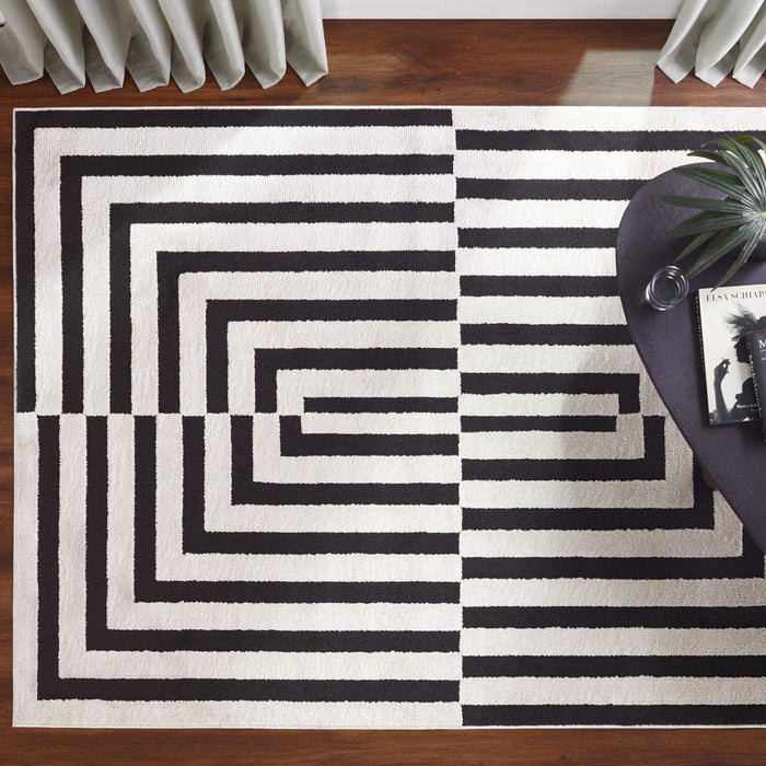 Optika Black Ivory Geometric - T9017 - 8' x 11'