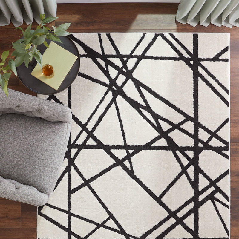 Optika Black Ivory Linear Geometric - T9018 - 5' x 8'