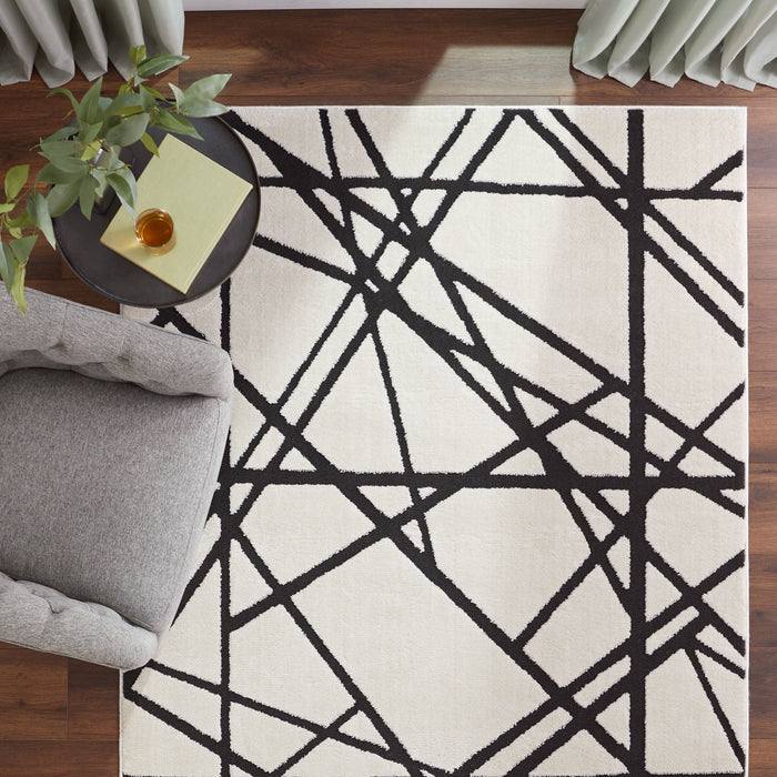 Optika Black Ivory Linear Geometric - T9018 - 5' x 8'