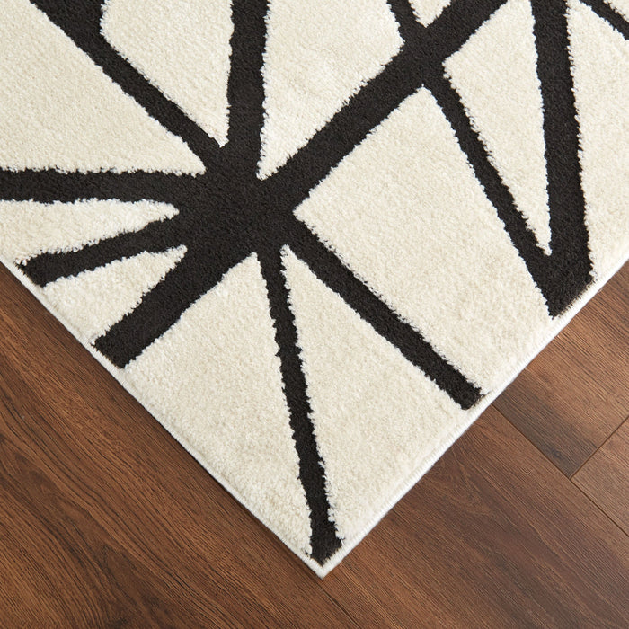 Optika Black Ivory Linear Geometric - T9018 - 5' x 8'