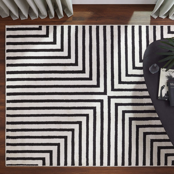 Optika Black Ivory Geometric - T9019 - 8' x 11'
