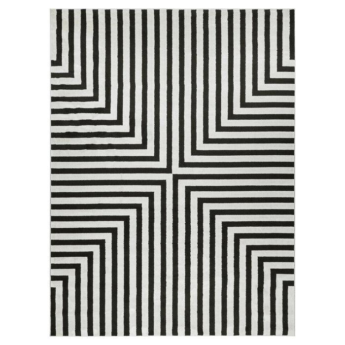 Optika Black Ivory Geometric - T9019 - 7' x 9'