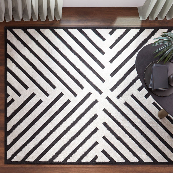 Optika Black Ivory Geometric - T9021 - 5' x 8'
