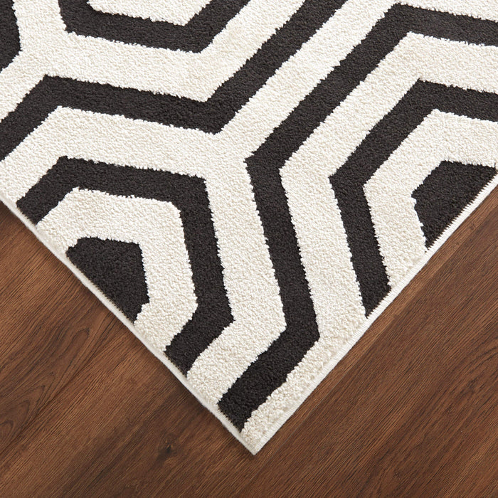 Optika Black Ivory Geometric - T9022 - 8' x 11'