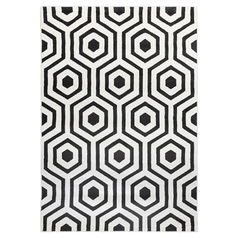 Optika Black Ivory Geometric - T9022 - 5' x 8'
