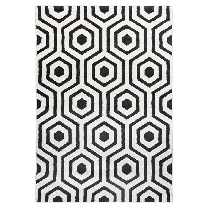 Optika Black Ivory Geometric - T9022 - 7' x 9'