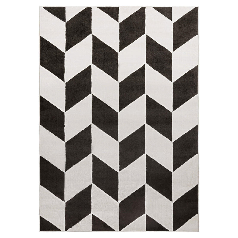 Optika Black Ivory Chevron Herringbone - T9023 - 5' x 8'
