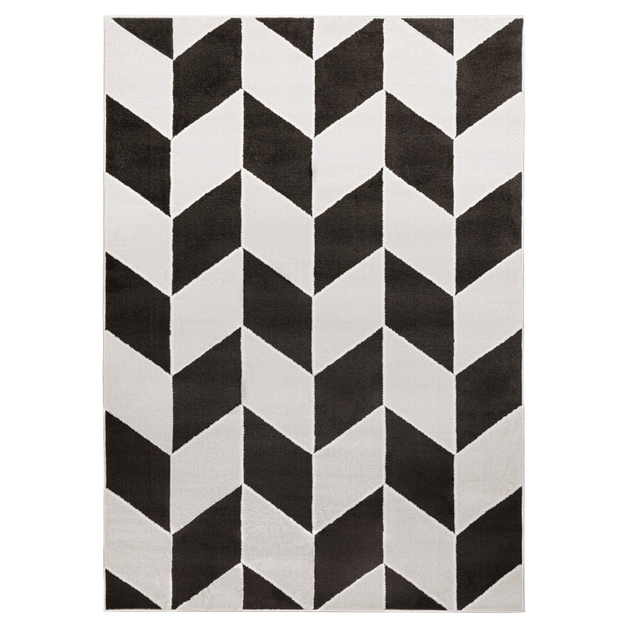 Optika Black Ivory Chevron Herringbone - T9023 - 5' x 8'