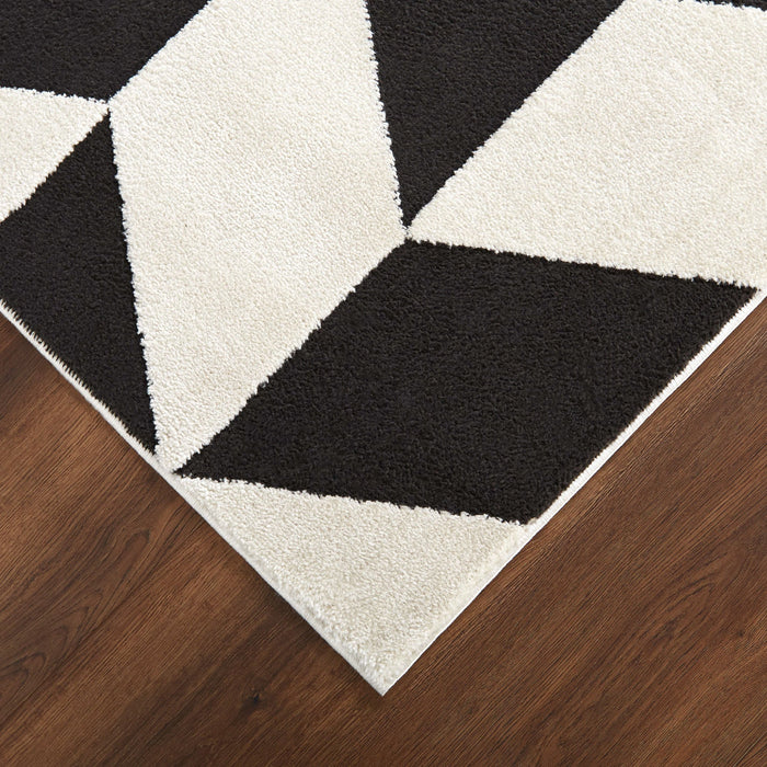 Optika Black Ivory Chevron Herringbone - T9023 - 8' x 11'