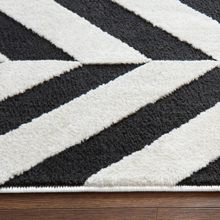 Optika Black Ivory Chevron Herringbone - T9024 - 10' x 13'