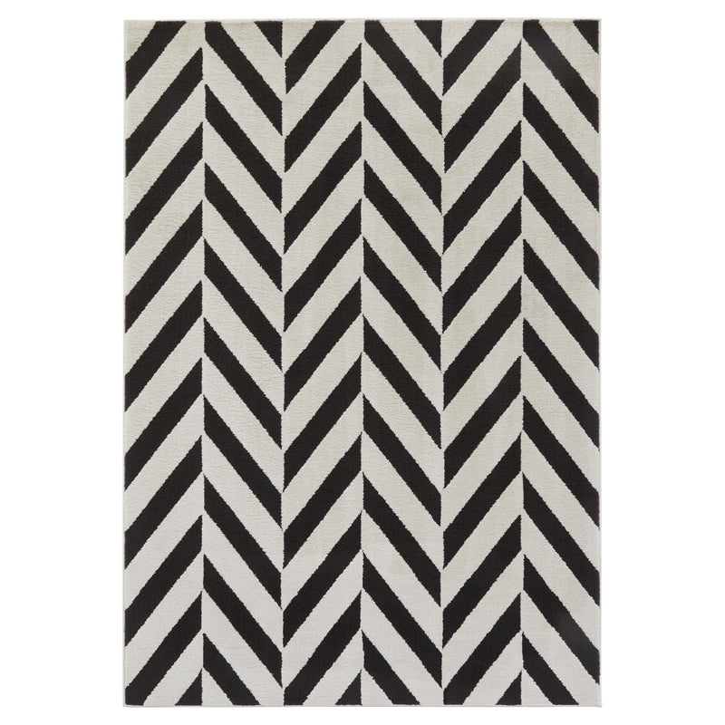 Optika Black Ivory Chevron Herringbone - T9024 - 5' x 8'