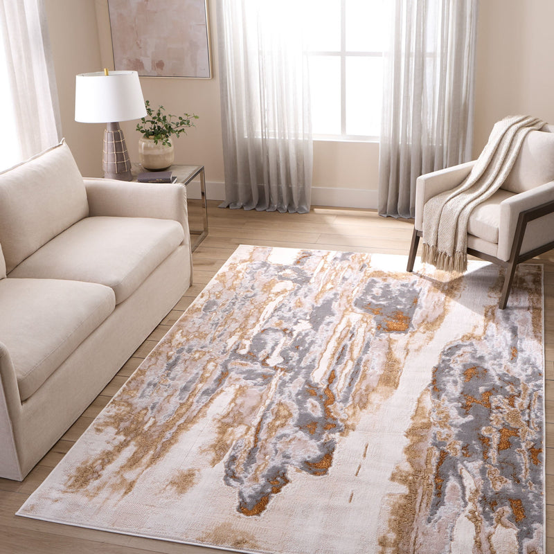 Terra Gray Orange Painterly - T9025 - 5' x 8'