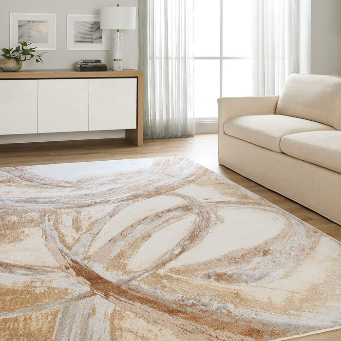 Terra Ivory Orange Swirl - T9026 - 5' x 8'