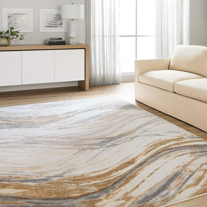 Terra Gray Orange Waves - T9028 - 5' x 8'