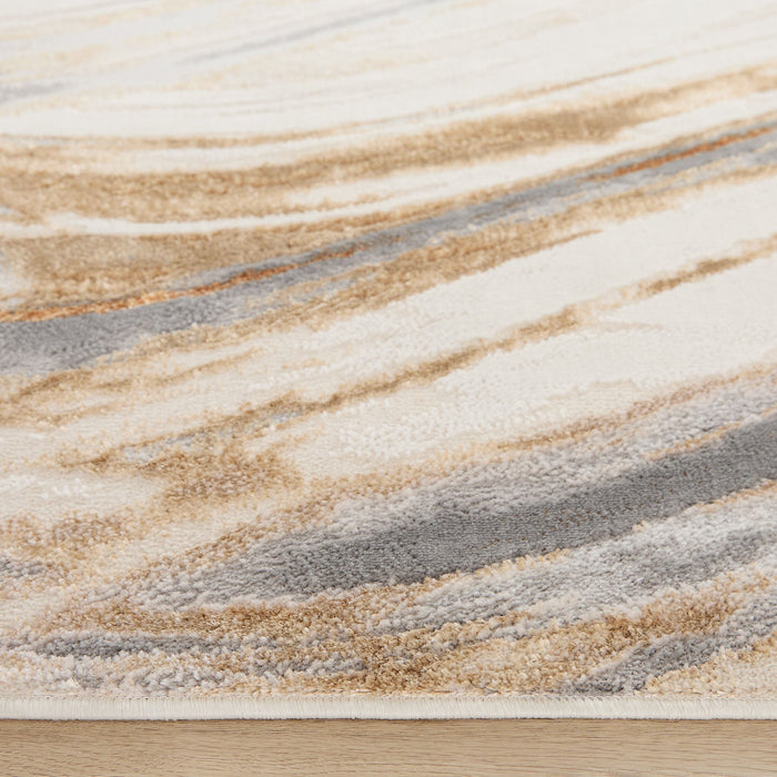 Terra Gray Orange Waves - T9028 - 7' x 9'