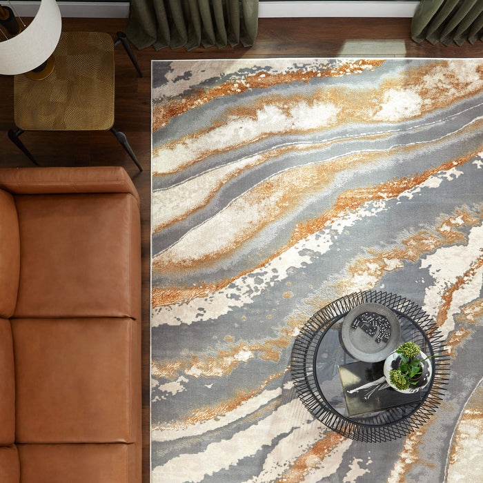 Terra Gray Orange Marbled - T9032 - 7' x 9'