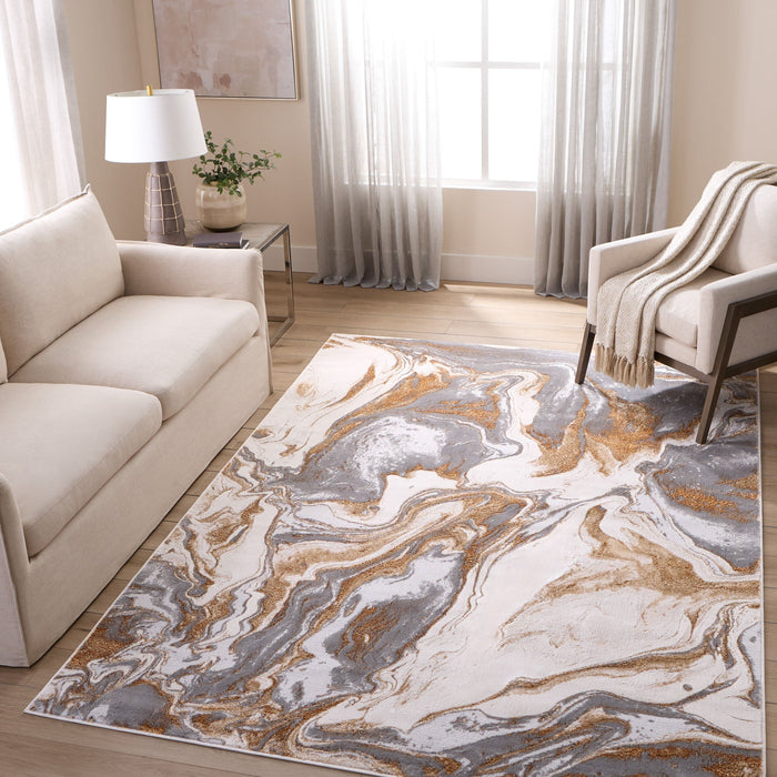 Terra Gray Orange Marbled - T9033 - 7' x 9'