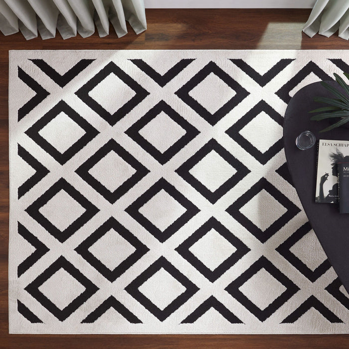 Optika Black Ivory Geometric - T9036 - 8' x 11'