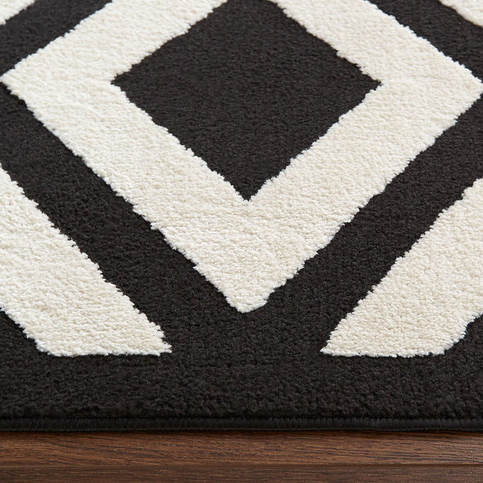 Optika Black Ivory Geometric - T9038 - 7' x 9'