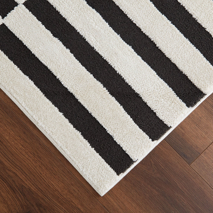 Optika Black Ivory Geometric - T9039 - 5' x 8'