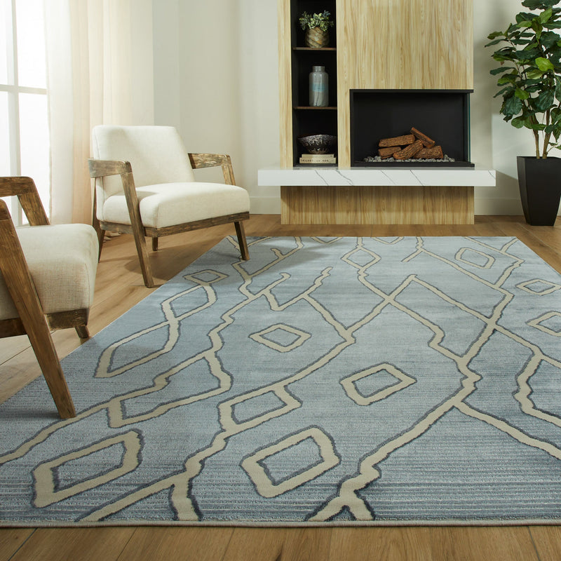Eclectic Luxe Blue Geometric - U5005 - 5' x 8'