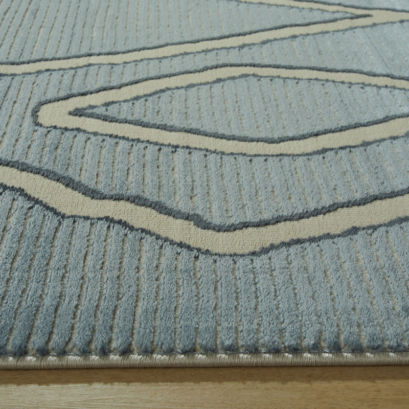 Eclectic Luxe Blue Geometric - U5005 - 5' x 8'