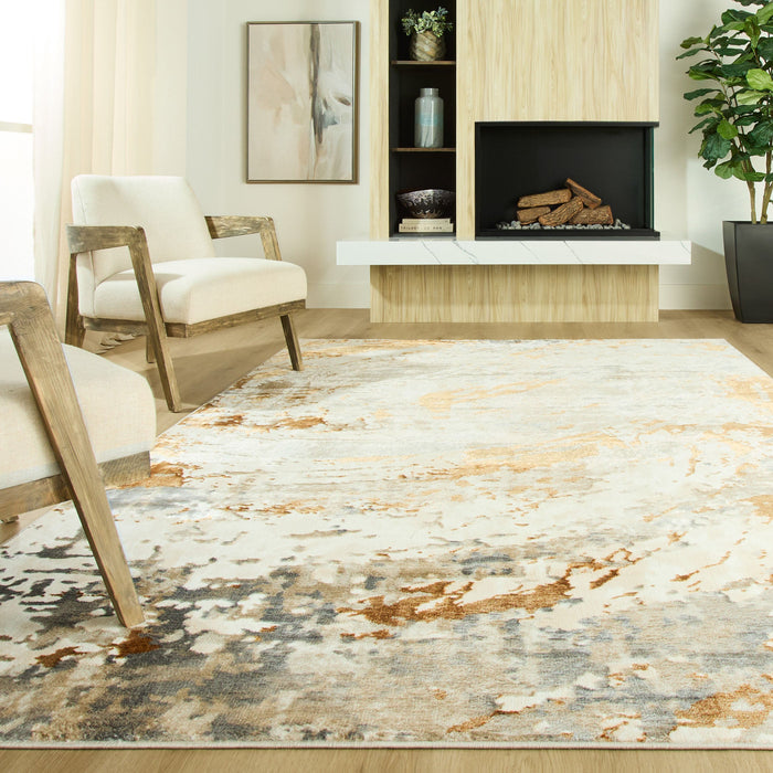 Melet Gray Orange Painterly - U5026 - 5' x 8'