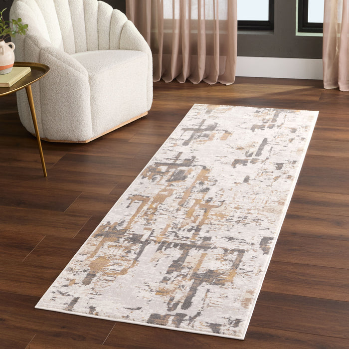 Veleka Gray Beige Painterly - U6014 - 3' x 8' Runner